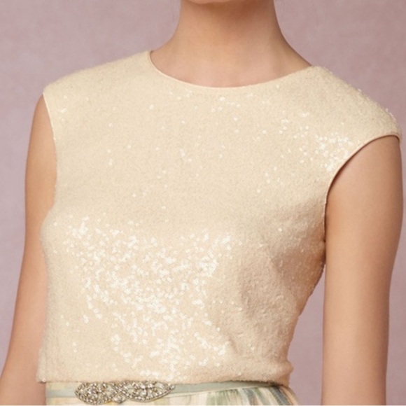 Anthropologie Jenny Yoo Women's Hampton Print Skirt & Kaity Sequin Crop Top Set - Picture 3 of 9